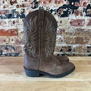 Laredo 4242 Lea Vamp Fox Brown Pull On Western Cowboy Boots Mens 8D